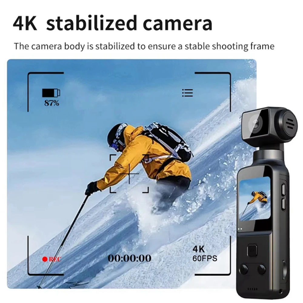 K1 Pocket 5k Hd Wifi Handheld 270° Rotatable Sports & Vlogging Action Camera