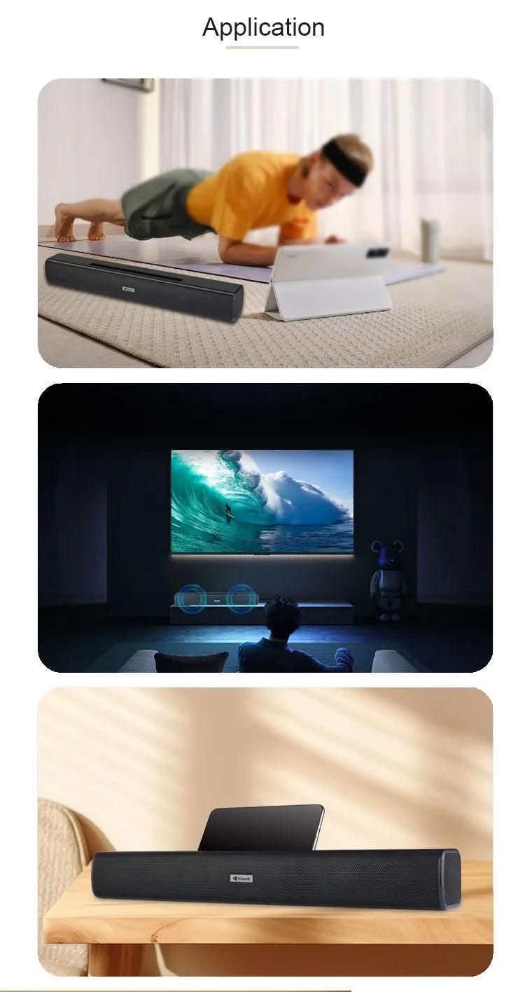 Kisonli LED-803 Wireless Soundbar - Stereo Bluetooth Speaker with Phone Holder
