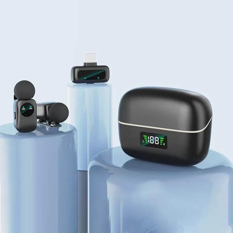 MINI8 Wireless Lavalier Microphone - Dual Mic for Mobile & Video Recording