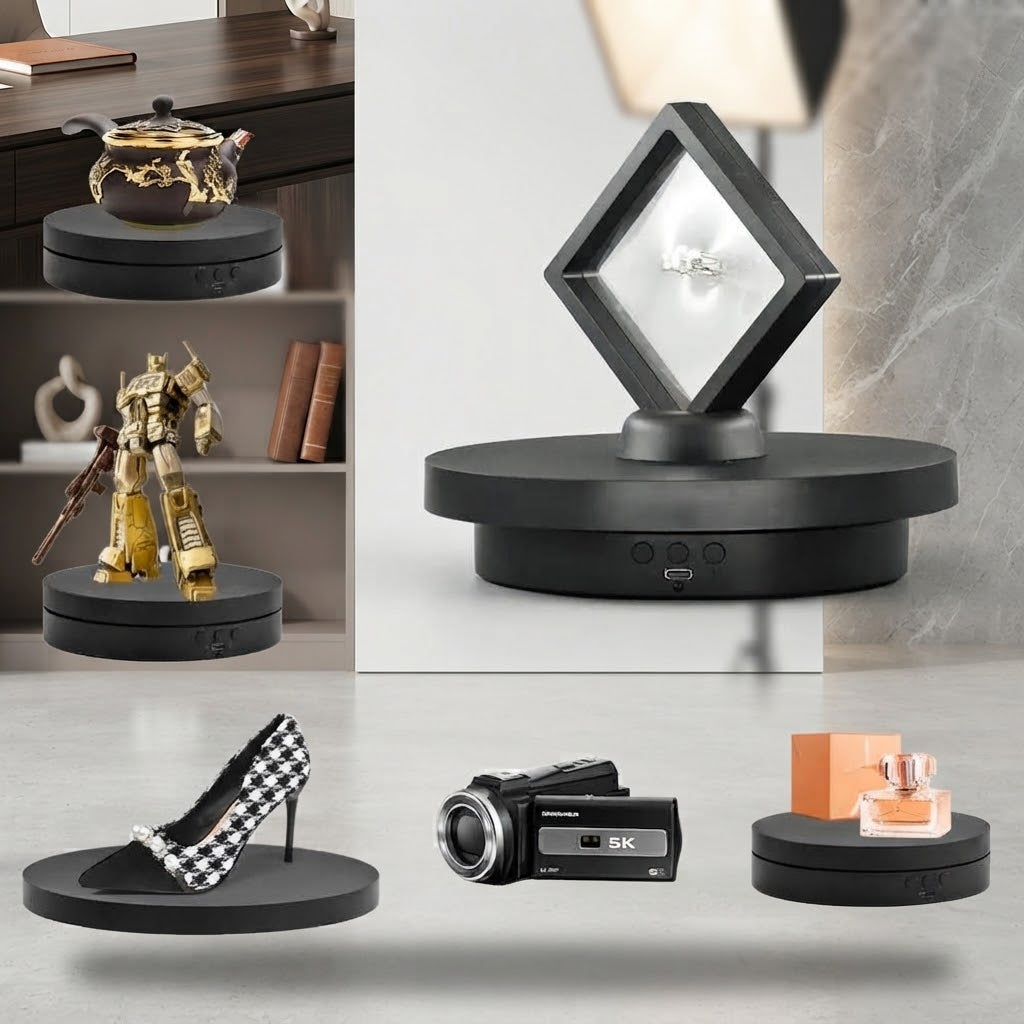 3 in 1 360 Rotating Turntable Display Motorized with Multi-Speed & Multi-Angle Adjustment