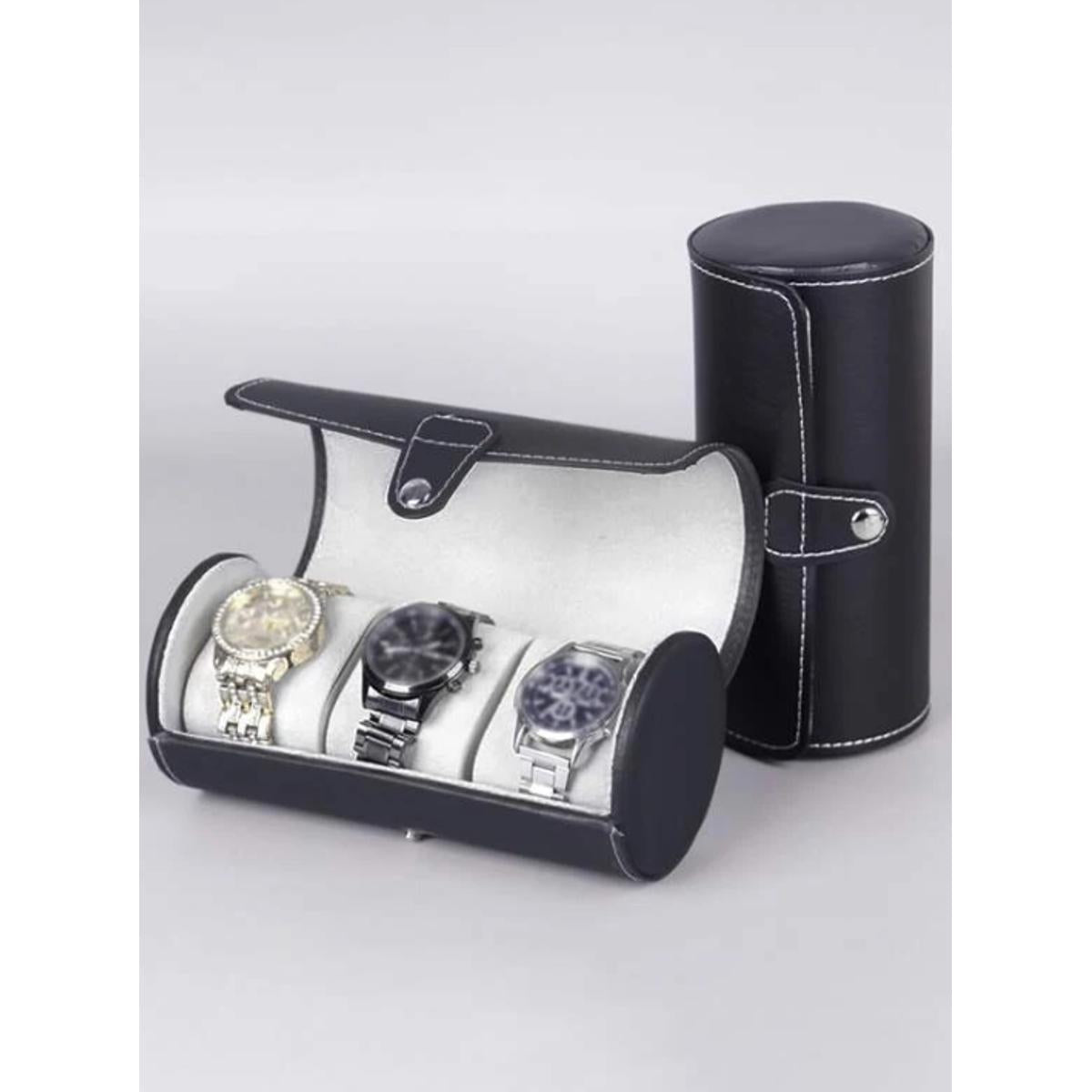 3 Slots Watch Storage Box Roll PU Leather Travel Watch Display Organizer