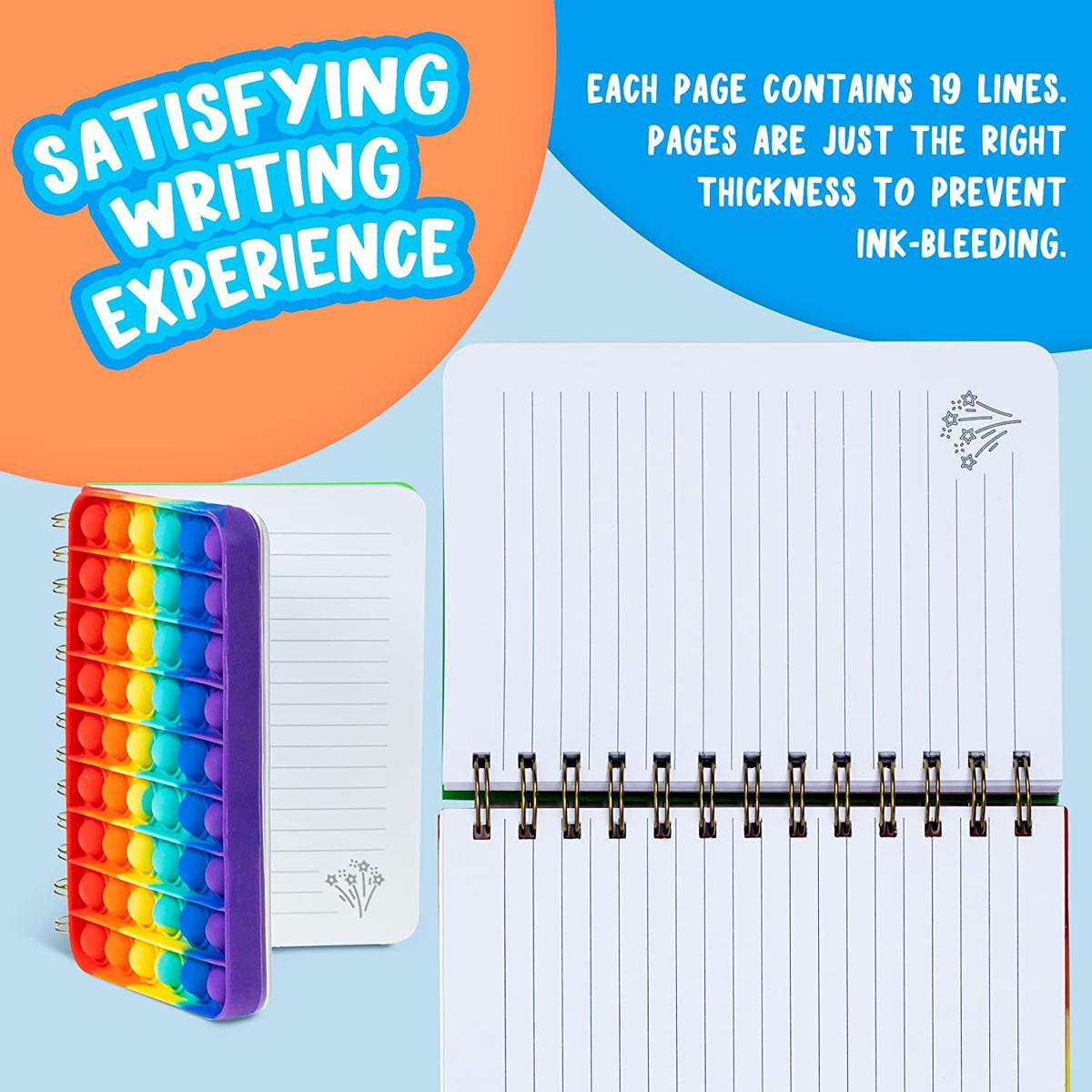 Fancy Notebook A5 Silicon Cover Pop It Dairy Finger Bubble Notebook Fidget Toys for Kids Gifts 70Pages