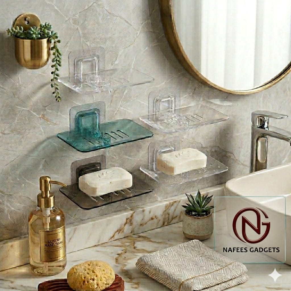 Premium Punch-Free Wall Mounted Soap Box - Self-Adhesive Soap Holder for Bathroom & Kitchen