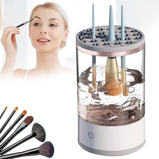 Electric Makeup Brush Cleaner Automatic Cosmetic Brush Washing and Drying Tool - Eyeshadow Brush Holder and Dryer - Beauty Makeup Cleaning Tool for Fast and Efficient Results