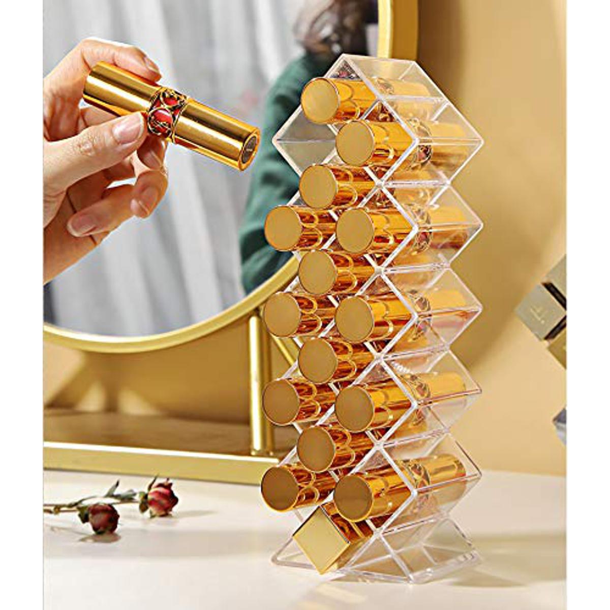 16 Grid Fish Shape Acrylic Lipstick Organizer 16 Grid Rack Lipstick Holder Tower Jewelry Storage Box Makeup Organizer Holder - 1Pcs