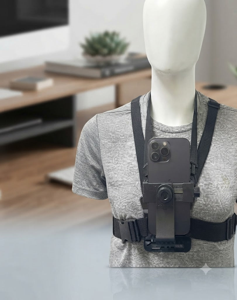 Adjustable Chest Mount Harness Strap for Mobile Phones - Hands-Free POV Vlogging & Action Video Recording