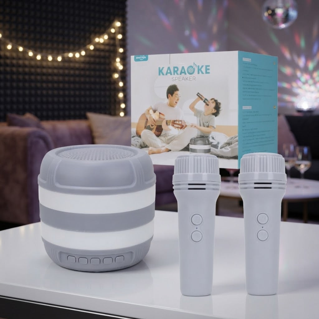 Wireless Karaoke Speaker with Dual Microphones | Portable Bluetooth Speaker & Mic Set GTS1870 2MIC 3INCH