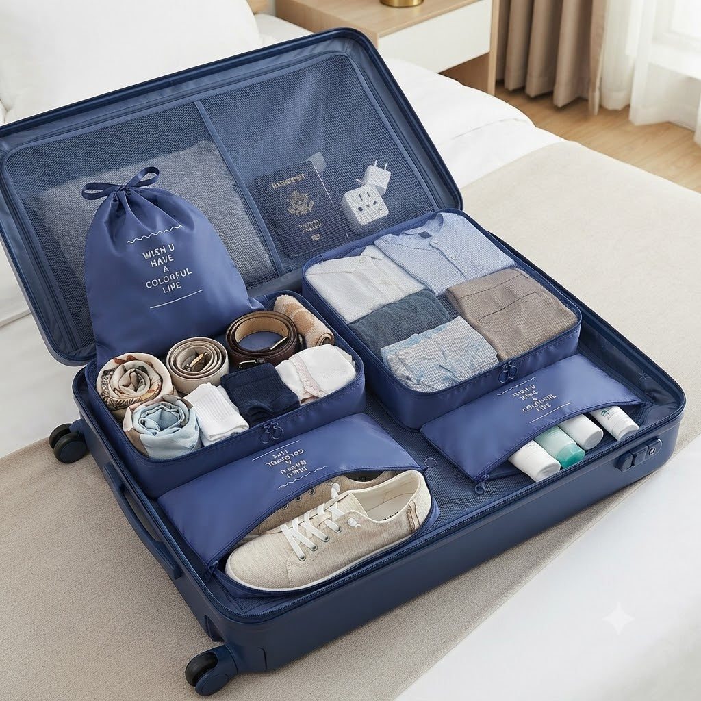8-Piece Travel Organizer Set - Waterproof Luggage Packing Cubes for Clothes, Toiletries, and Travel Essentials - Premium Travel Storage Bags for Suitcase