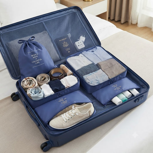 8-Piece Travel Organizer Set - Waterproof Luggage Packing Cubes for Clothes, Toiletries, and Travel Essentials - Premium Travel Storage Bags for Suitcase