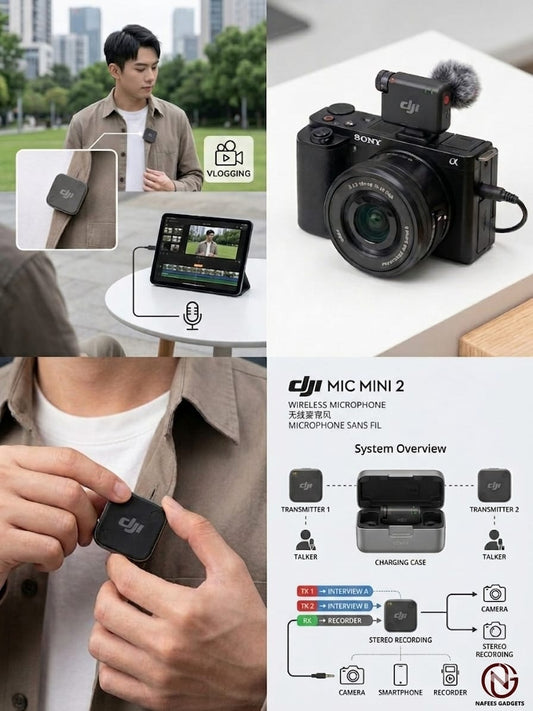 DJI Mic 2 Wireless Microphone System - Dual Transmitter with Charging Case
