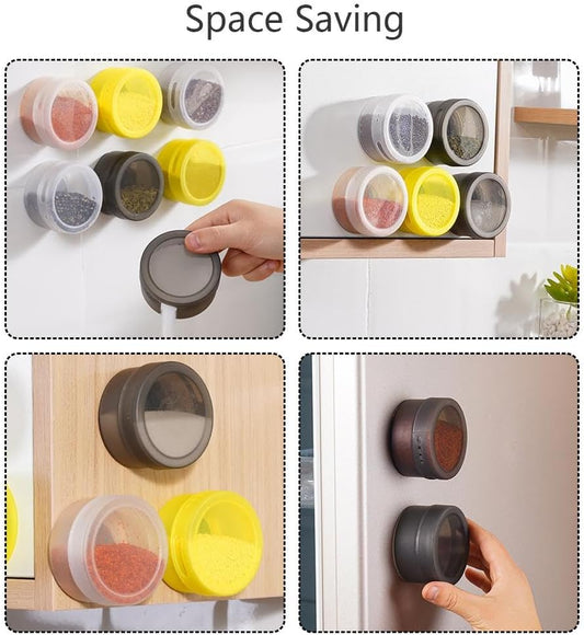 Magnetic Spice Jar Plastic Spice Container Storage Box With Transparent Lid Kitchen Spice Jars For Storing Herbs Spices And Other Seasonings for Kitchen Cabinets Refrigerator Wall