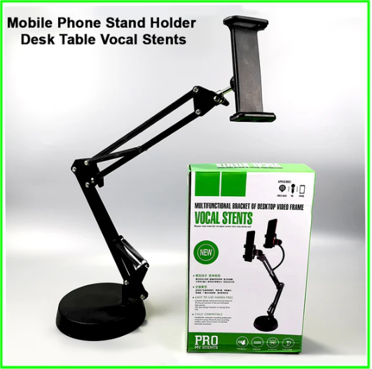 Professional Vocal Stents Desktop Video Frame & Phone Stand | Multi-functional Adjustable Suspension Boom Arm with Heavy Disc Base for Live Streaming, Vlogging & Recording