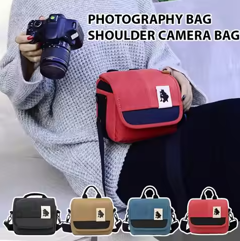 Waterproof Mini Canvas Mirrorless Camera Bag DSLR Shoulder & Crossbody Bag