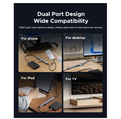 Orico 7 Port USB Hub Multi Splitter 2-in-1 Type-C & USB 3.0 Adapter Extension