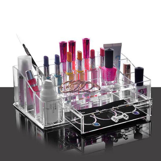 Clear Acrylic Cosmetic Organizer Makeup Drawer Organizer Lipstick Liner Brush Lip Gloss Holder with Drawer Jewelry Case