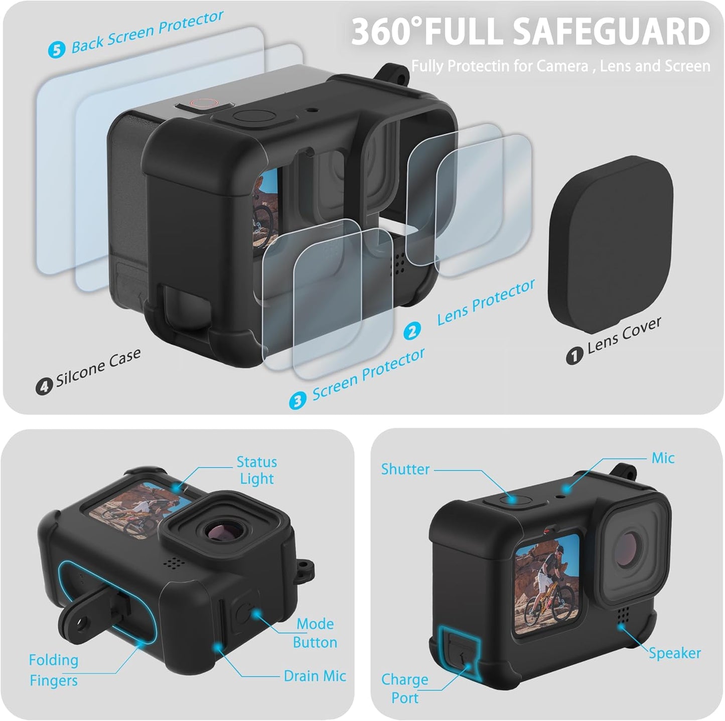 GoPro Silicone Sleeve Case - Hero 12 / 11 / 10 / 9 Protective Cover