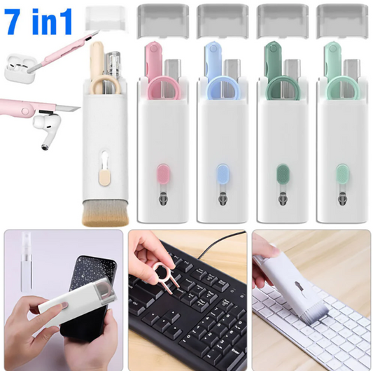 7-in-1 Computer Keyboard (All in one) Multifunctional Cleaner Brush Kit Bluetooth Earphone Cleaning Pen For Earbuds Headset Phone Clean Tool Keycap Puller with cleaning fluid