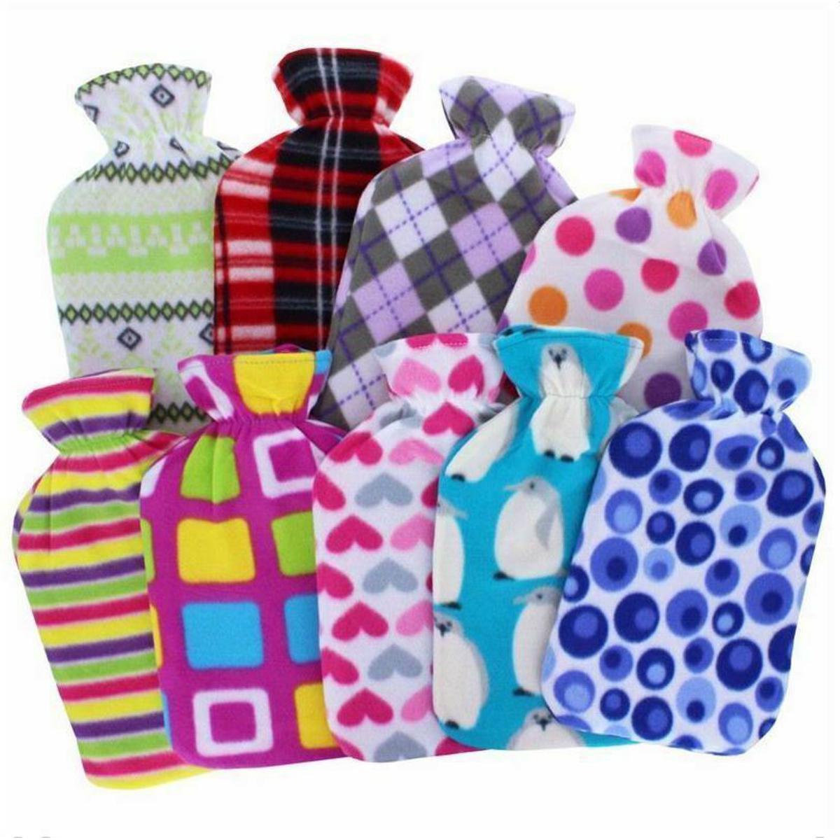 Hot Water Bottle with Beautiful Fleece Different Printed Soft Hot Water Bottle Bag - Multi