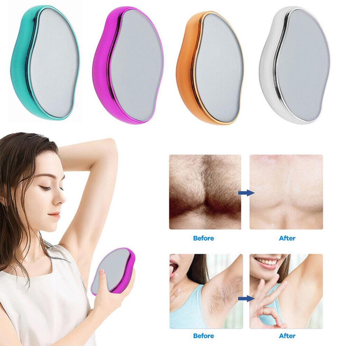 Hair Removal Painless Physical Manual Epilator Crystal Hair Eraser Nano Glass Hair Removal Washable Portable Hair Removal Device Beauty Tool Hair Eraser Stone for Man and Women Arms Legs Back Good Quality