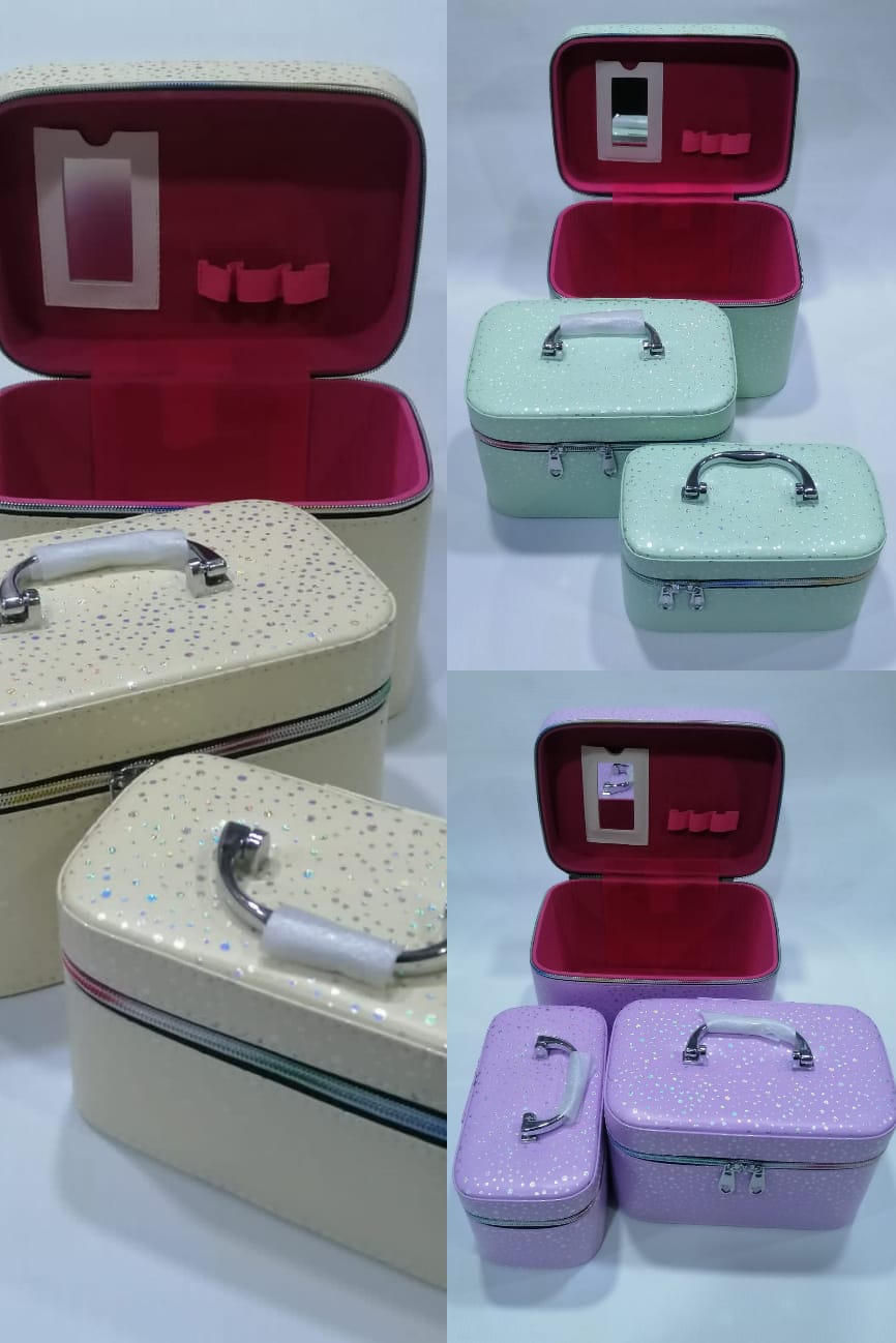 3Pcs Set Pu Leather Jewelry Storage Organizer Zipper Box With Mirror Multifunctional Used To Store Rings, Bracelets, Earrings, Necklaces, Storage Organizer Gift for Woman