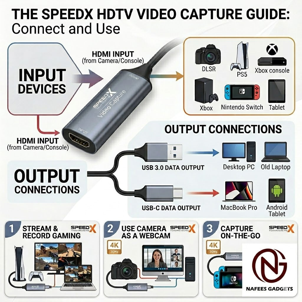 Speed-X SP-VC07M 4K 30Hz HDTV Video Capture Card USB & Type-C Dual Interface