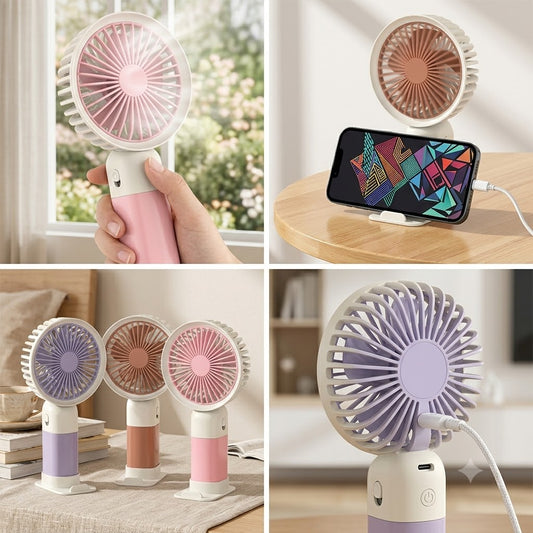 2-in-1 Mini Portable Fan with Phone Holder – Summer Cooling Gadget