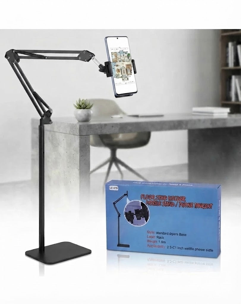 Premium Floor Stand Tablet & Phone Holder – Adjustable Long Arm Mount for Bed, Desk & Live Streaming – Nafees Gadgets