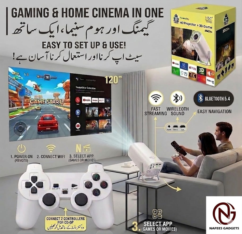 S40 Max Mini 4K Smart Projector – Android 11, 1080P HD, WiFi 6, 36000+ Built-in Games