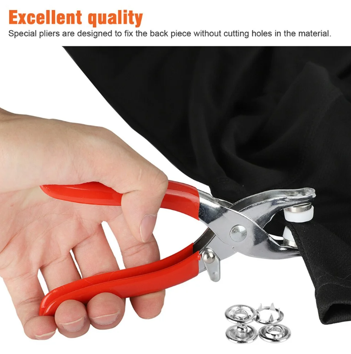 Stainless Steel Snap Button Kit with Hand Pliers Metal Snap with Buttons DIY Craft Clothing Tool Kit