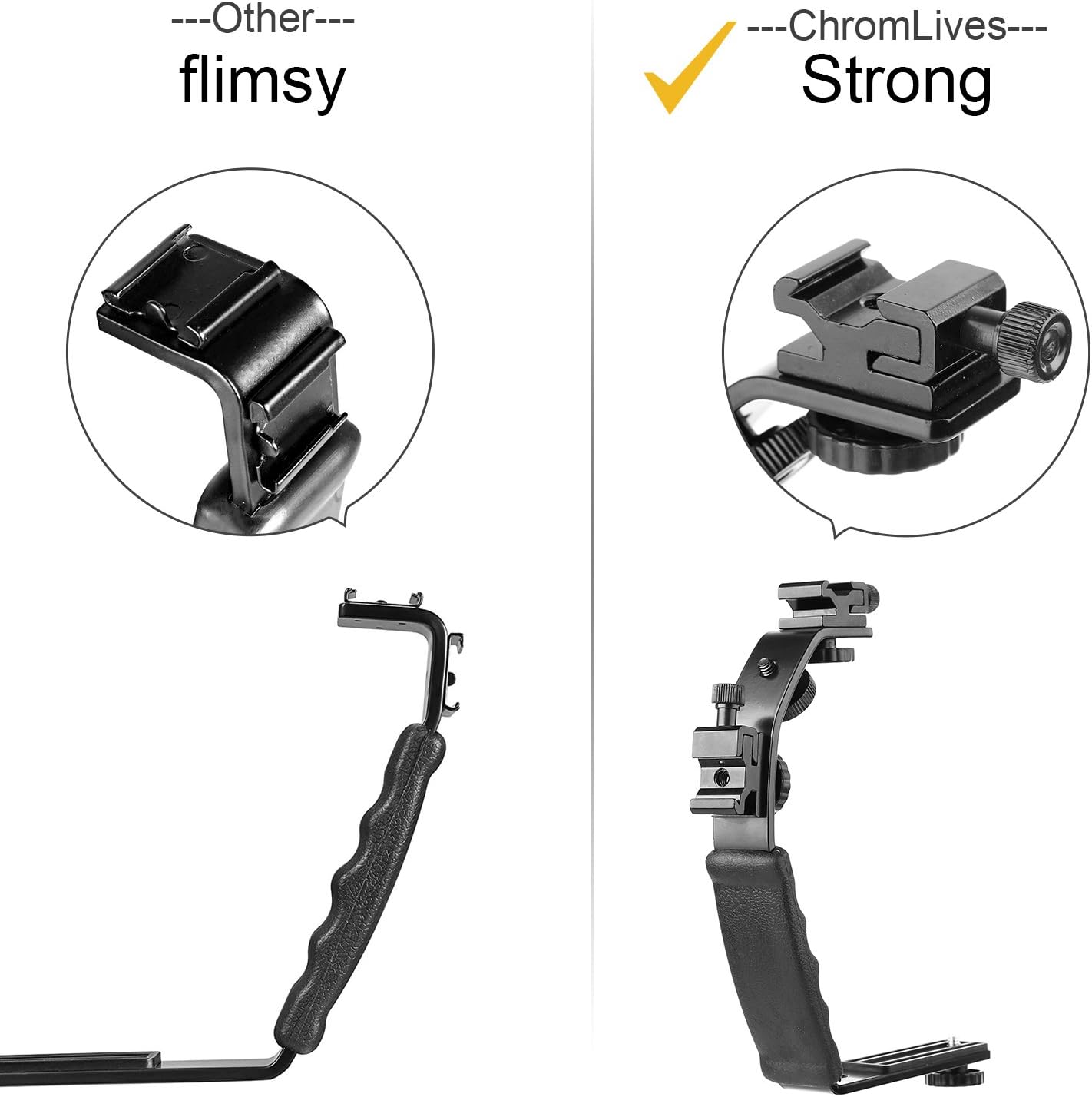 Universal Camera Flash Bracket Holder - L-Shaped Mount for DSLR & Speedlight Flash