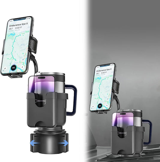 3 in 1 Upgraded Car Cup Holder Expander with Phone Mount Slots for Placing Cards and Mobile Phones,for All Smartphone