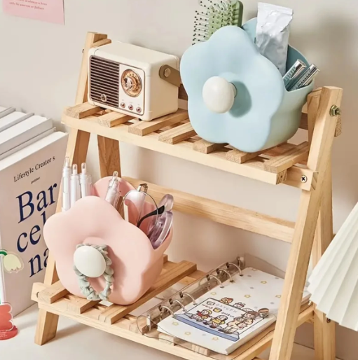 Cosmetic Storage Box with Hanging Brushes Holder Flower Shape for Jewelry Storage Hair Accessories Lipsticks, Brushes, Lotions, Eyeshadow, Nail Polish and Jewelry Cabinet Holder Toothbrush Shelf Cute Pen Holder For Home, Office