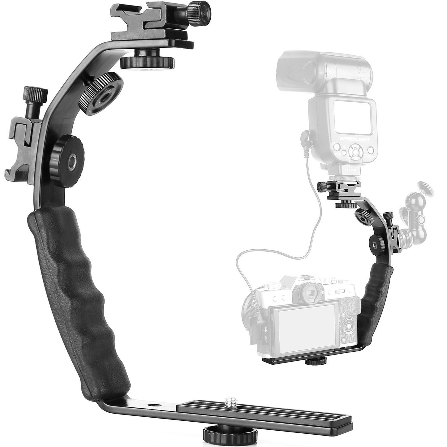 Universal Camera Flash Bracket Holder - L-Shaped Mount for DSLR & Speedlight Flash