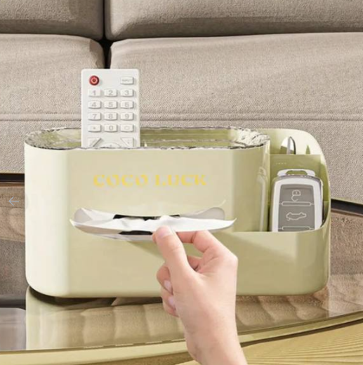 COCO LUCK 3-in-1 Luxury Desktop Organizer – Tissue Box, Phone Stand & Remote Holder