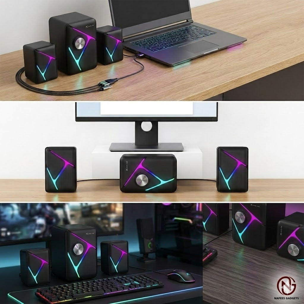 Xtrike Me SK-610 RGB Stereo Wired Gaming Speakers - 2.1 Subwoofer System for PC, Laptop & Mobile