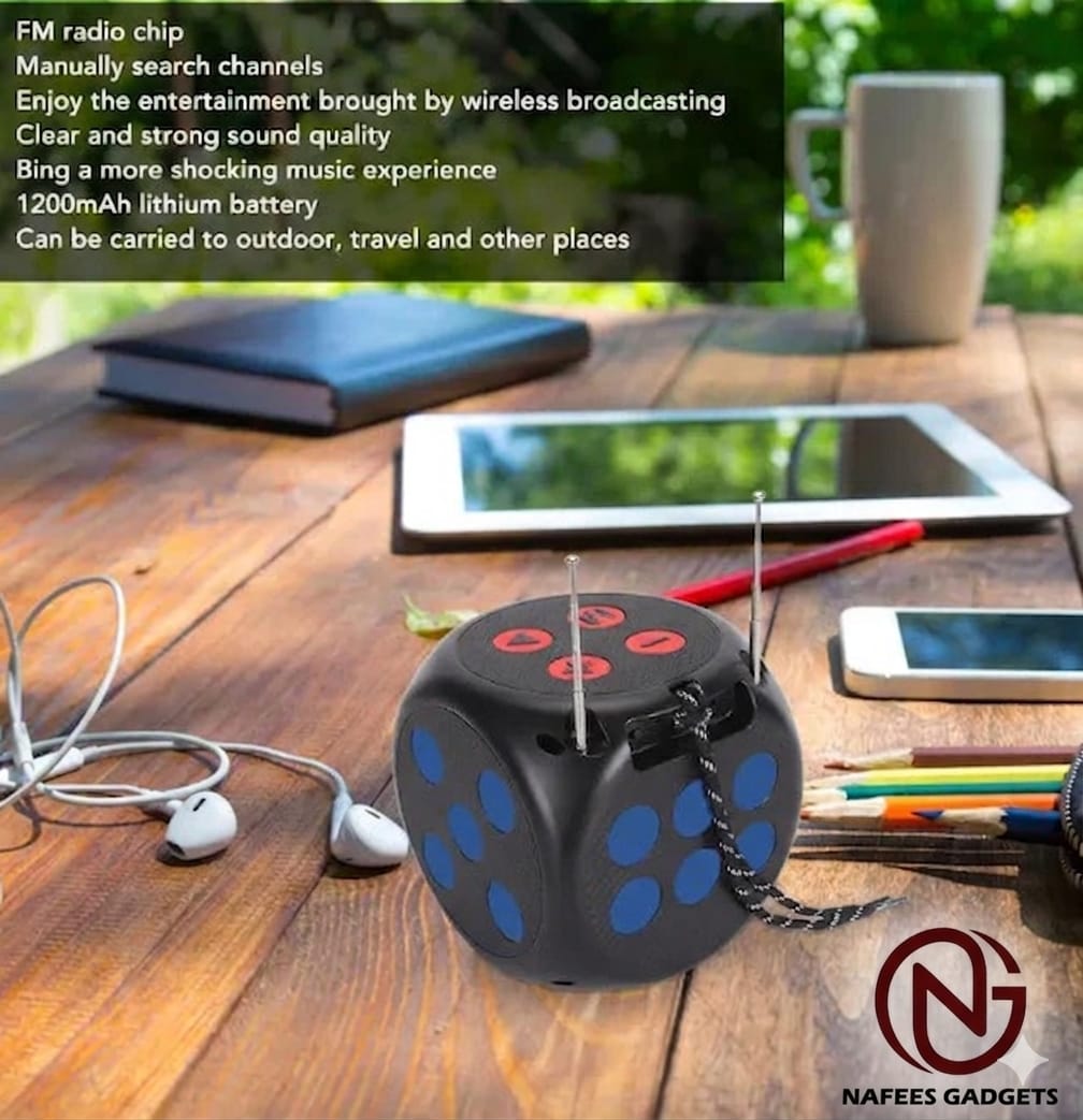 Kisonli G15 Wireless Bluetooth Speaker - Portable Dice Shape FM Radio with 1200mAh Battery & Hi-Fi Sound Quality