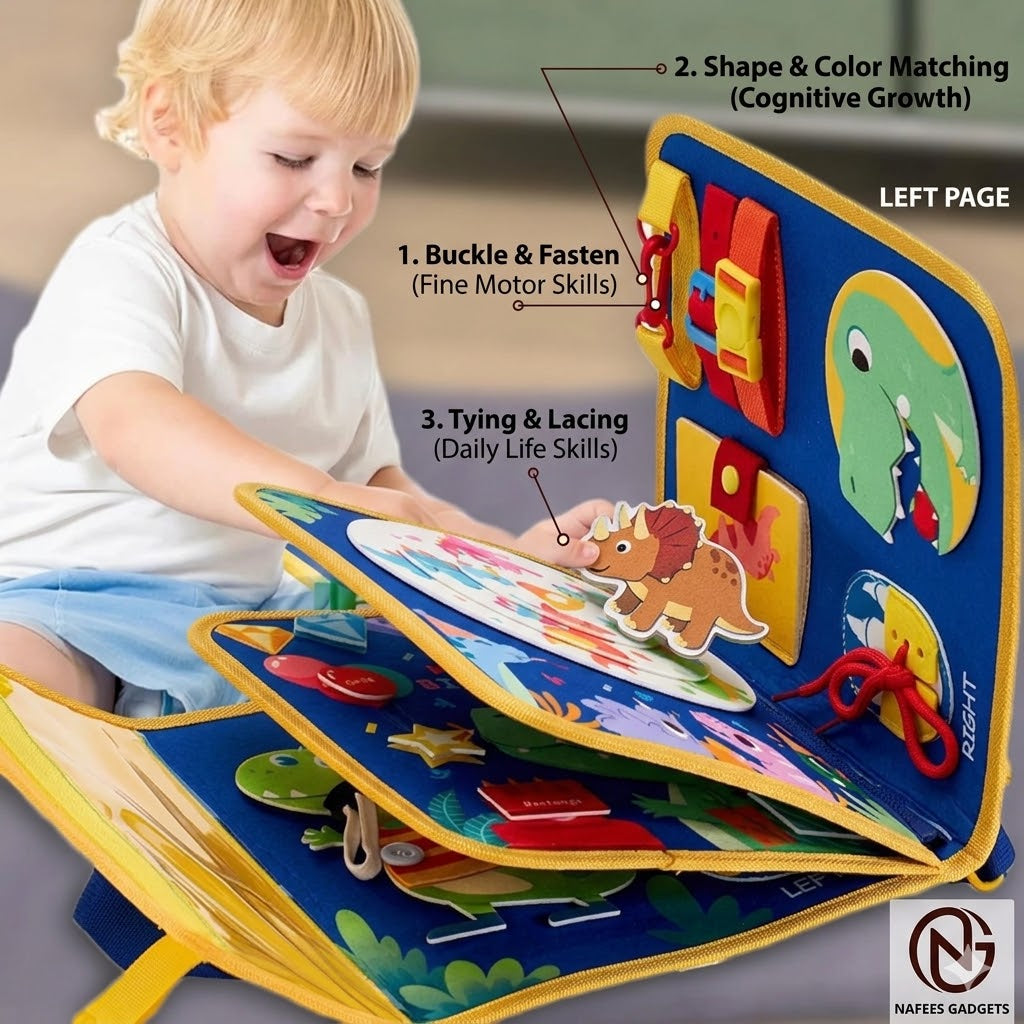 Toddler Busy Board - Educational Sensory Learning Toy for Kids, Fine Motor Skills Development Activity Book