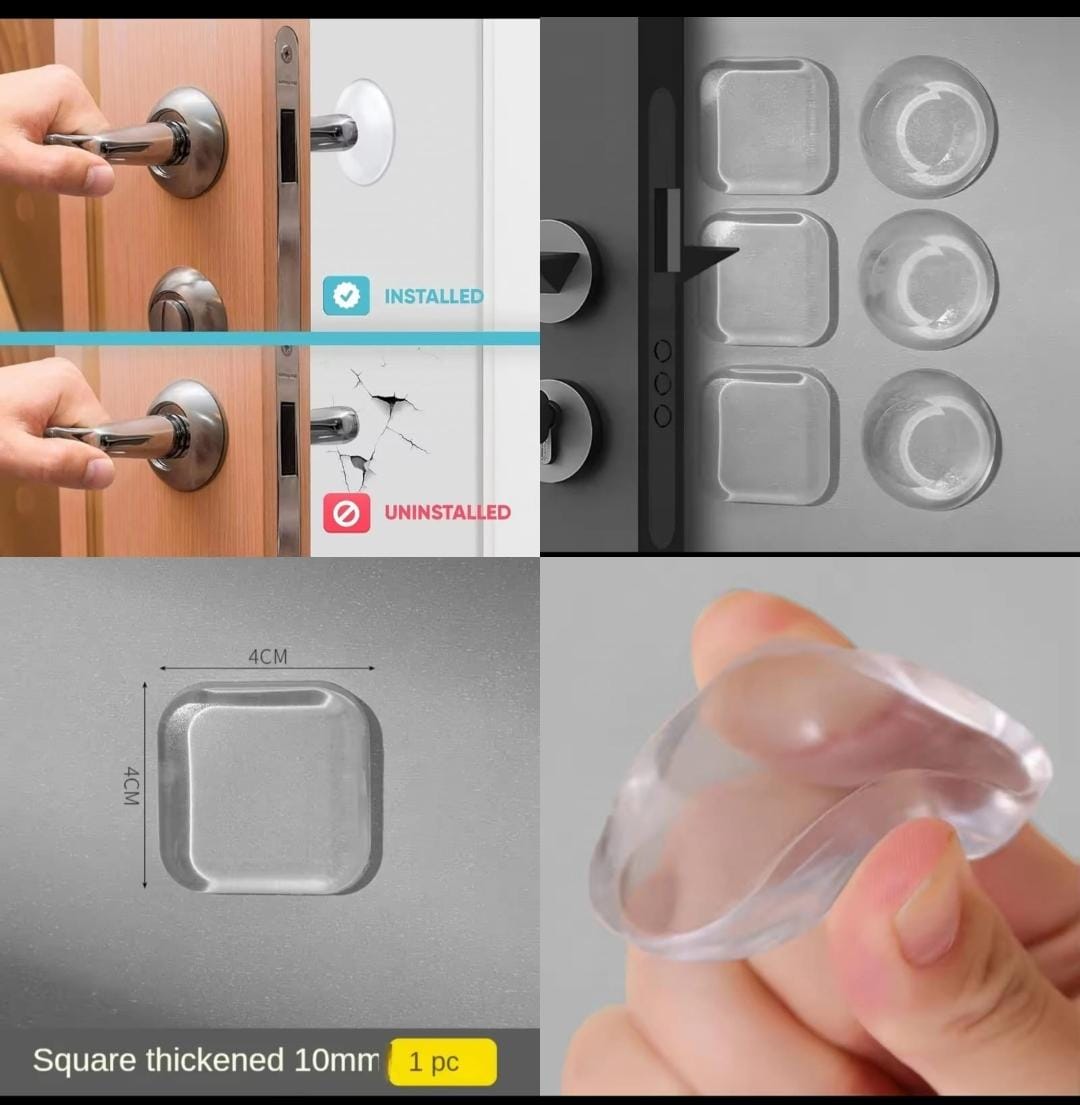 Self Adhesive Rubber Door Protector Wall Protectors Door Handle Bumpers for Door Stopper Pack of 1(3pcs Square and 3pcs Round)