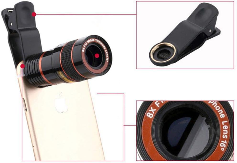 Universal 8X Zoom Mobile Telephoto Lens with Clip - Smartphone Telescope Camera Lens for Wildlife, Sports & Photography (Nafees Gadgets)