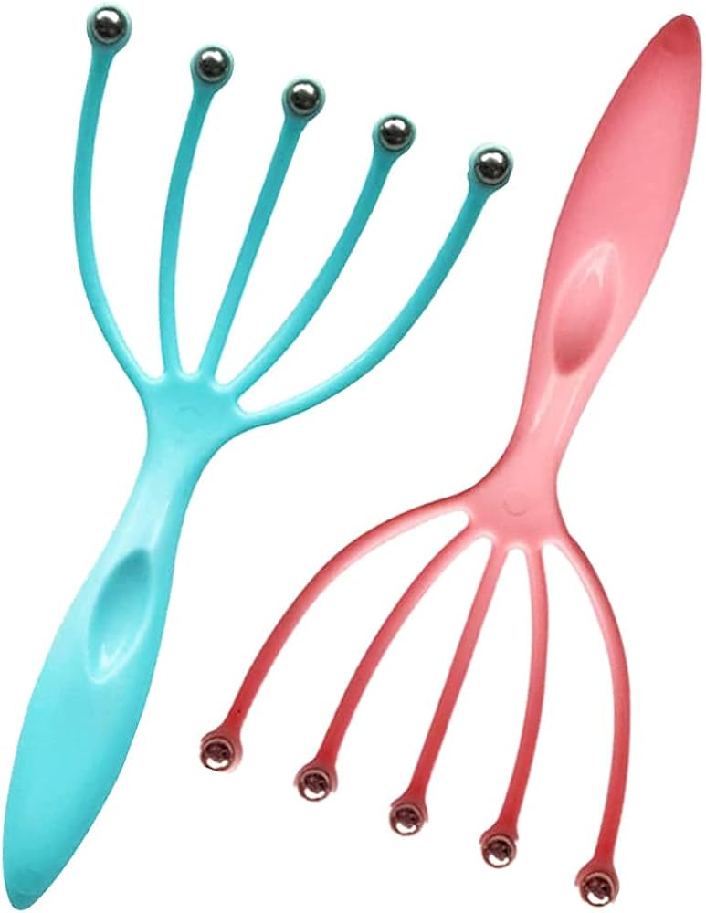 Head Massager Scalp Neck Comb Roller Five Finger Claws Steel Ball Hand Held Relax Octopus Head Massager