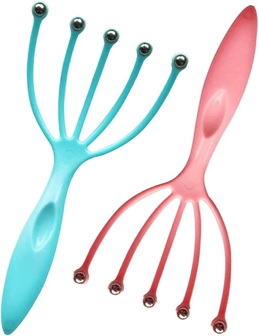 Head Massager Scalp Neck Comb Roller Five Finger Claws Steel Ball Hand Held Relax Octopus Head Massager