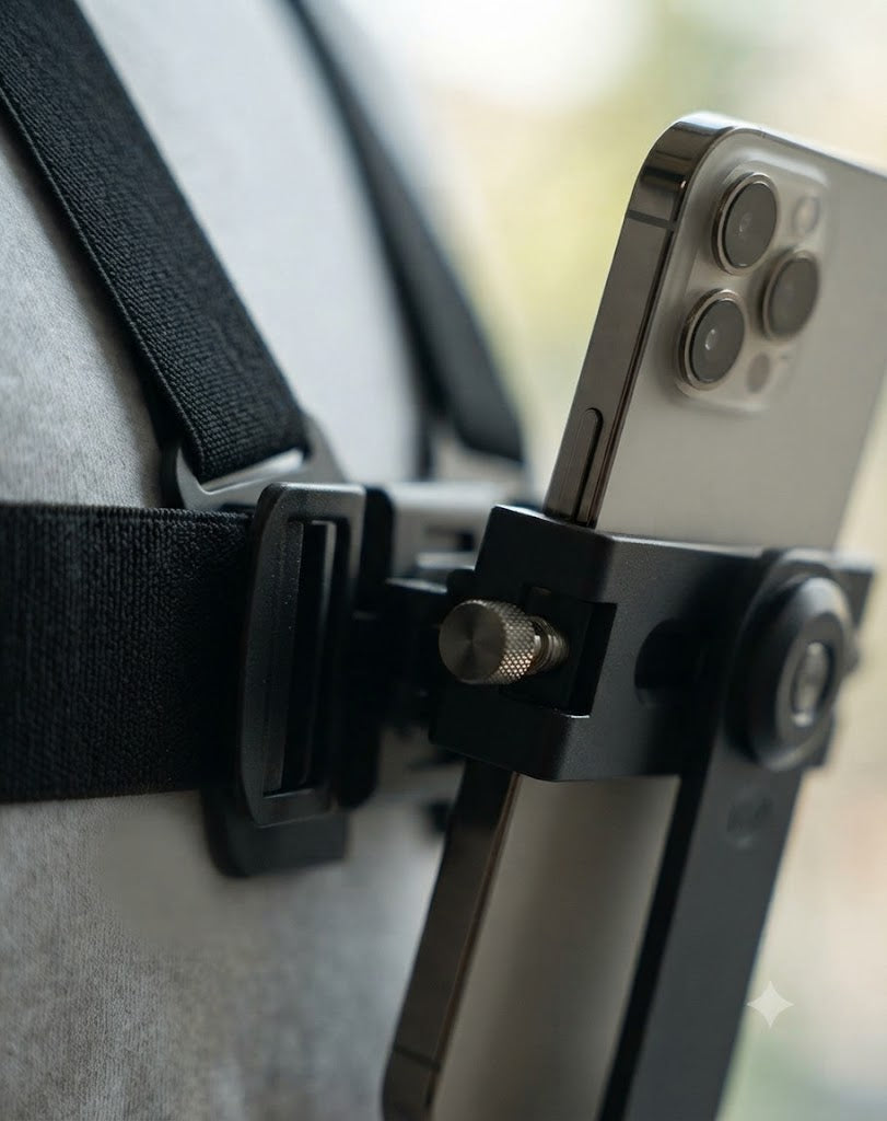 Adjustable Chest Mount Harness Strap for Mobile Phones - Hands-Free POV Vlogging & Action Video Recording