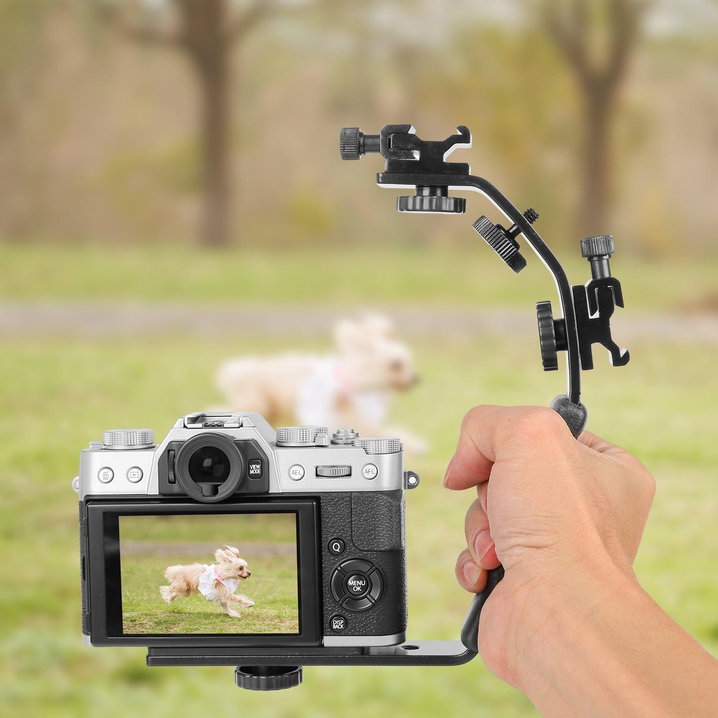 Universal Camera Flash Bracket Holder - L-Shaped Mount for DSLR & Speedlight Flash