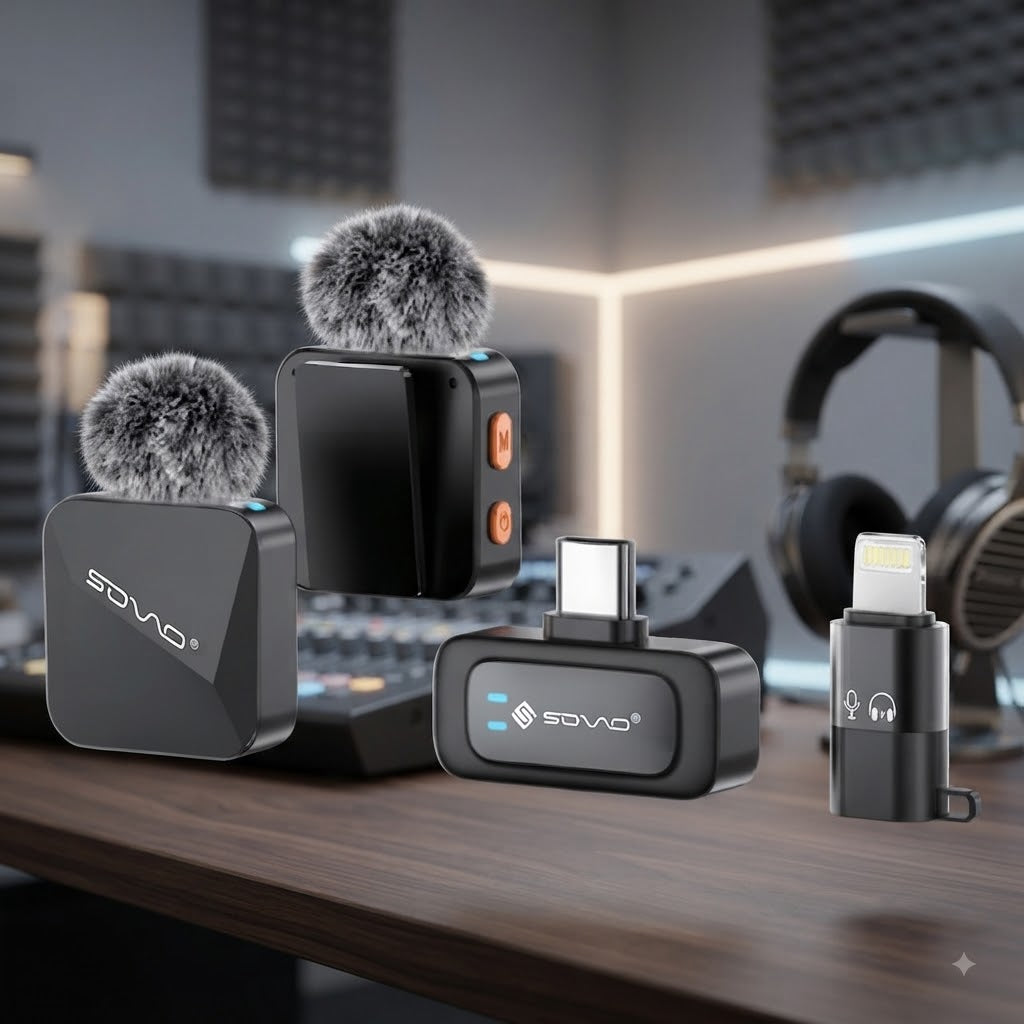 SOVO SWM-556 ZIVO Dual Wireless Lavalier Microphone | Type-C & Lightning Mic for iPhone, Android & Vlogging