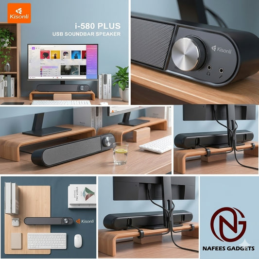 Kisonli i-580 PLUS USB Soundbar Speaker for PC & Laptop