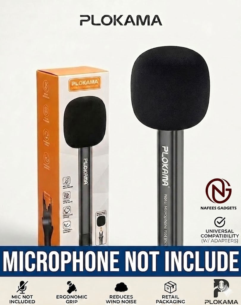 PLOKAMA Wireless Microphone Handheld Stick - Professional Interview & Vlogging Mic Handle