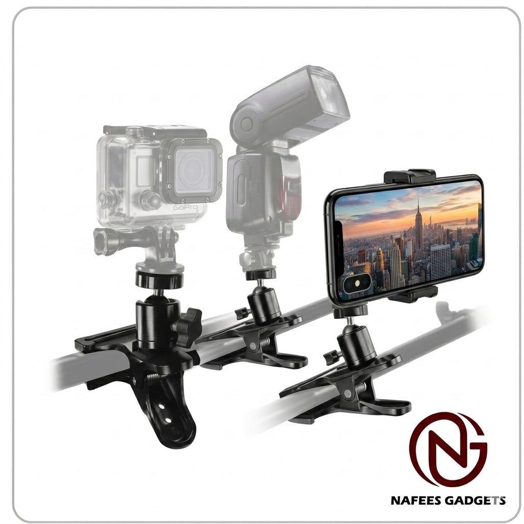 Heavy-Duty Metal Desk Clamp Mount with 360° Ball Head – 1/4-inch Screw for Cameras & Lighting