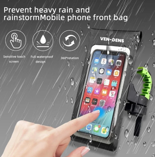 VEN-DENS Universal Waterproof Bike Phone Holder – 360° Rotation Touch Screen Mobile Mount for Cycles & Motorcycles