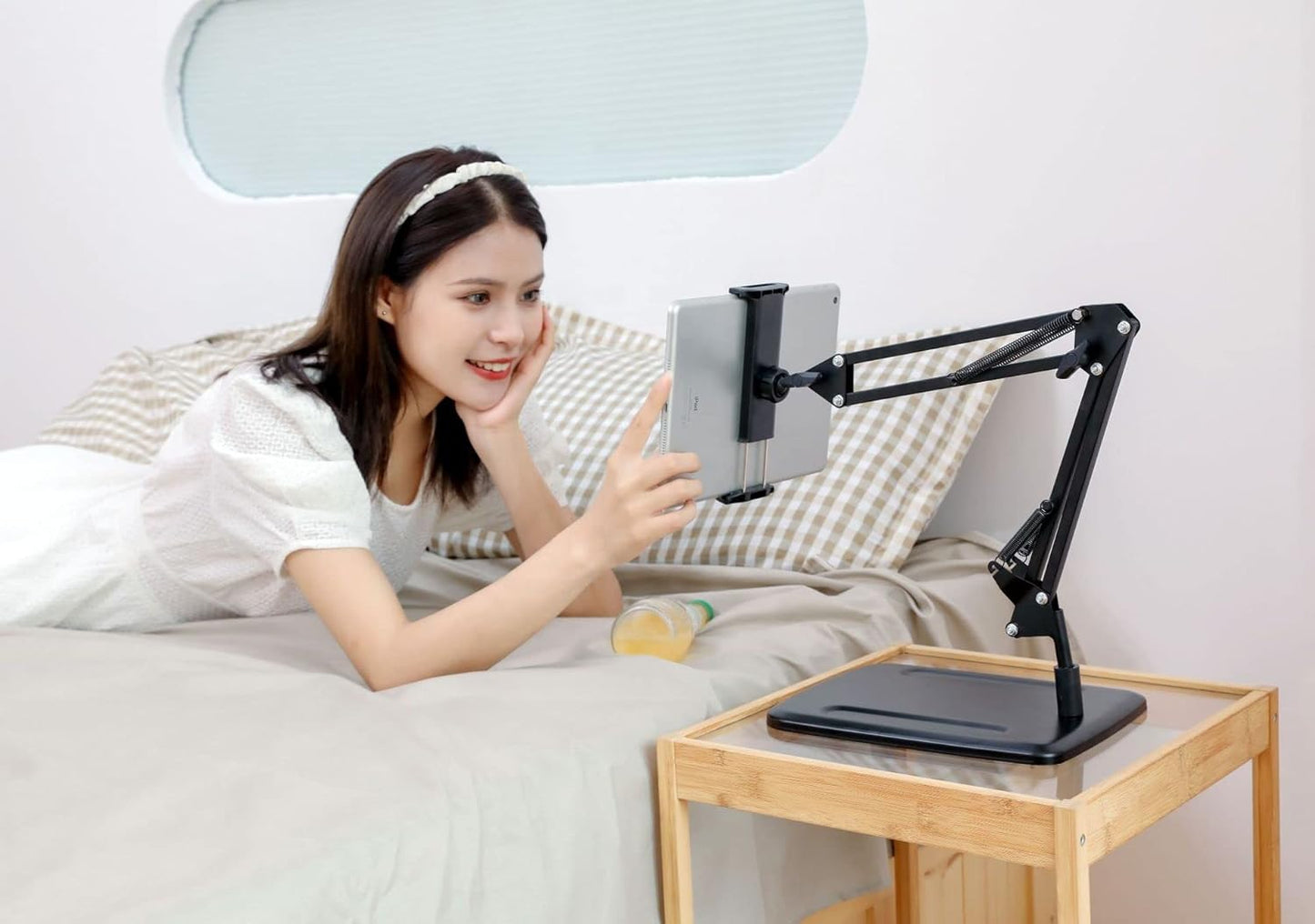 Professional Adjustable Desktop Overhead Phone Stand with Heavy Base | 360° Rotatable Articulating Cantilever Arm for Live Streaming, Video Recording & Overhead Shots