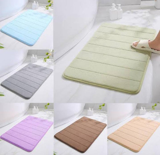 Absorbent velvet memory foam bath mat 22 x 16 Inch Pebble Embossed Washable & Anti Slip Floor Mat, Room Mat, Bath Room Toilet Mat, Decoration Area Rug